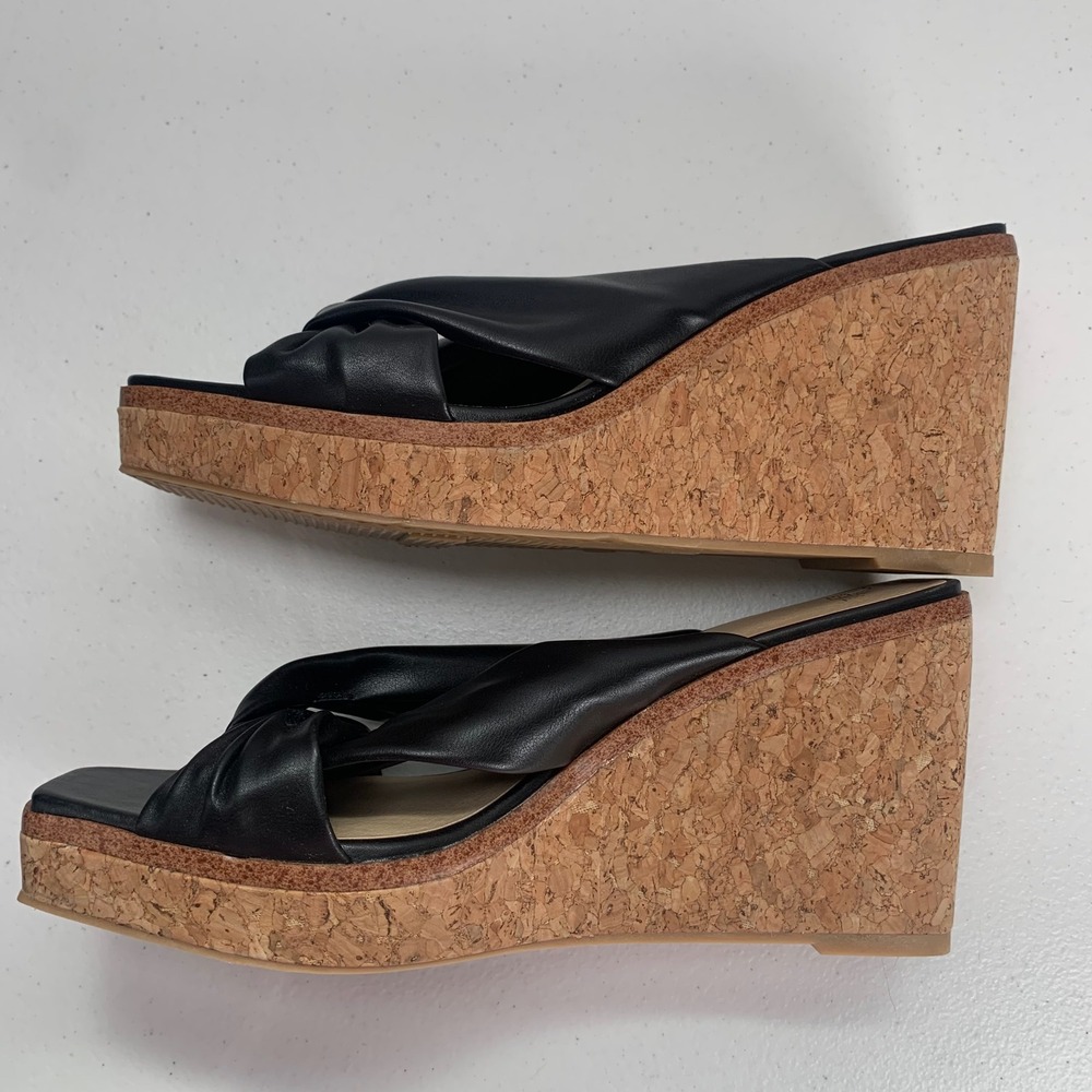 Time & Tru Black Cork Wedge Sandals Size 9 - Picture 7 of 8